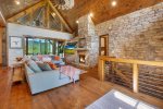 Copperline Lodge - Stone walls with Stone Chimney